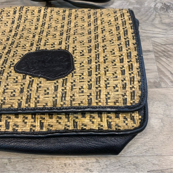 Carlos Falchi Multi Media Straw Flap Over Crossbody Bag - Picture 8 of 11